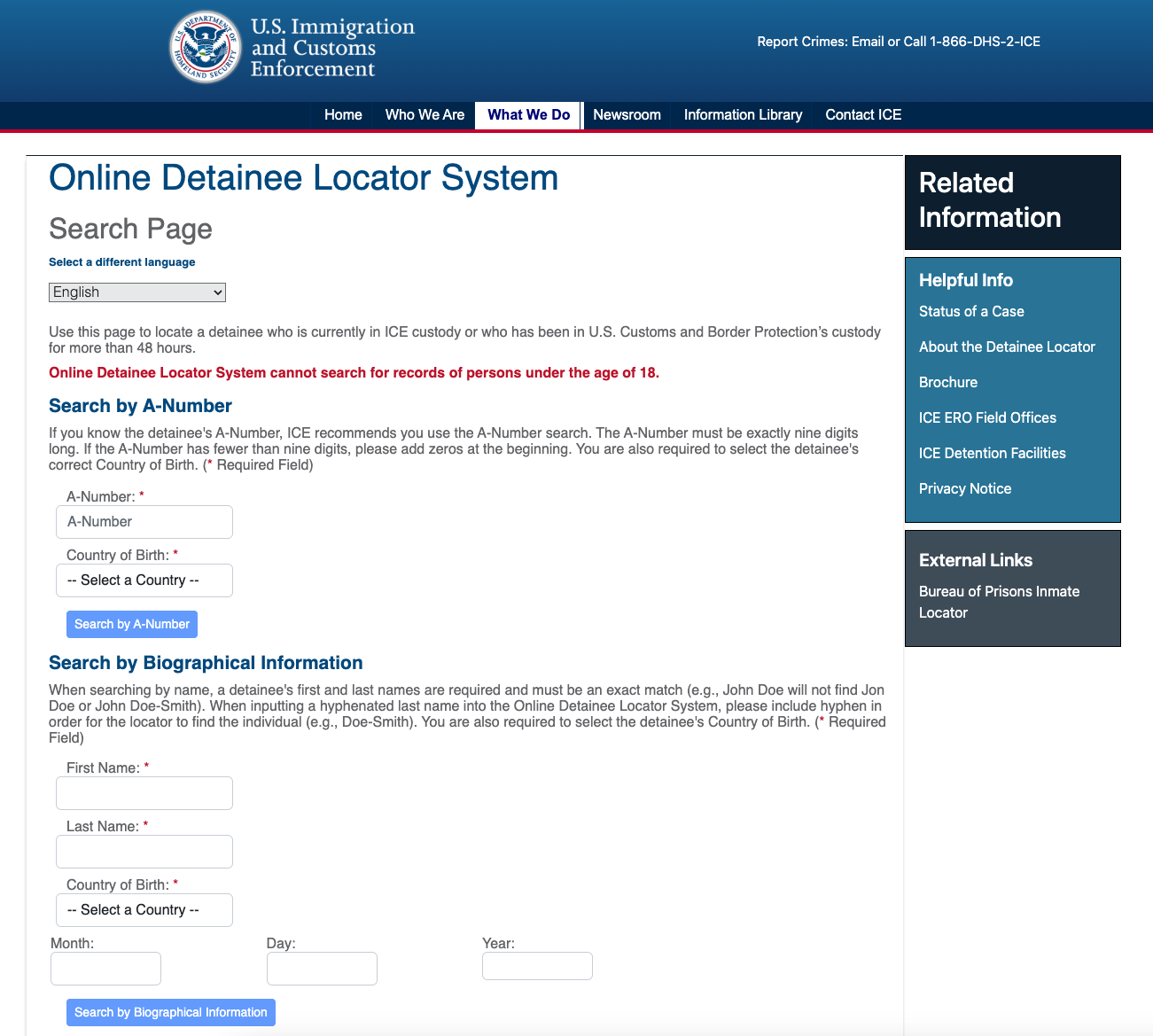 ICE Detainee Locator System